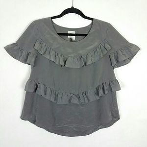 HD in Paris Anthro Gray Ruffle Top